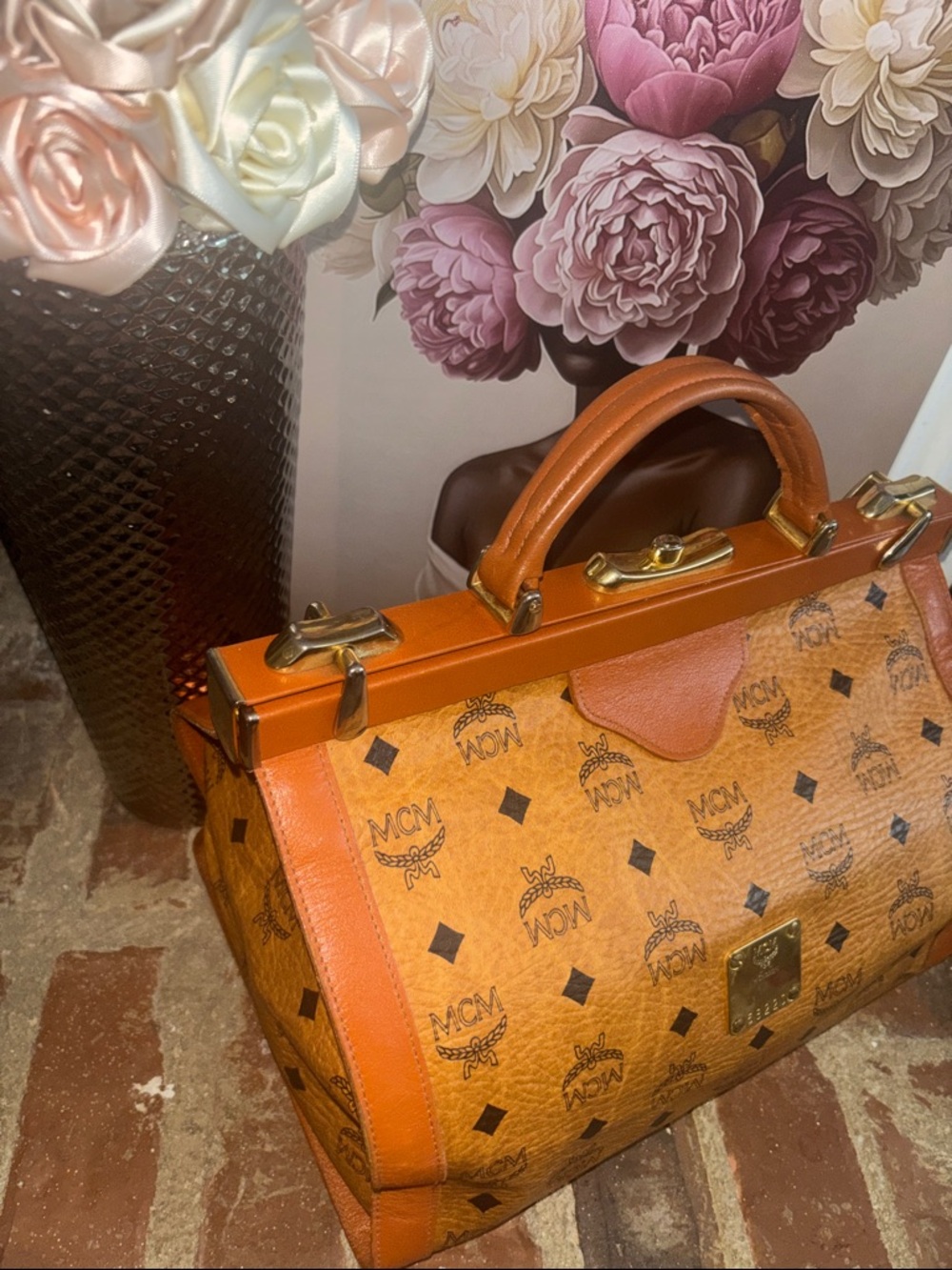 Vintage MCM Cognac Visetos top-handle satchel bag - Picture 4 of 13
